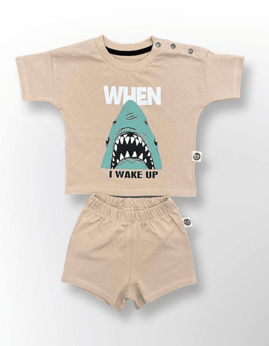 Shark attack set infinityfashion au Cream 6-9 months 